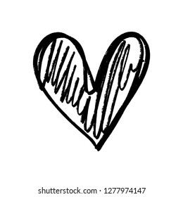Heart shape love grunge style icon, Valentines Day postcard element