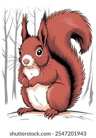 heart shape love with hand of a squirrel illustration