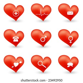 Heart Shape Love Icon Set (Vector)