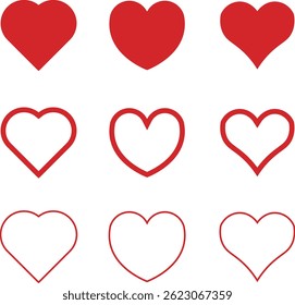 heart  shape love icon set