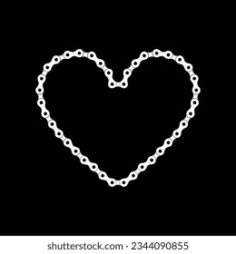 Heart Shape, Love Icon Symbol, Composed by Silhouette of the Chain of the Motor, Motorcycle, Bike, Bicycle or Machine, can use for Logo Type, Apps, Website, Art Illustration or Graphic Design Element