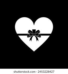 Heart Shape, Love Icon Symbol with Ribbon Silhouette, Simple and Flat Style, can use for Logo Gram, Art Illustration, Decoration, Ornate, Apps, Pictogram, Valentine's Day, or Graphic Design Element