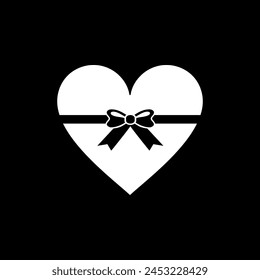 Heart Shape, Love Icon Symbol with Ribbon Silhouette, Simple and Flat Style, can use for Logo Gram, Art Illustration, Decoration, Ornate, Apps, Pictogram, Valentine's Day, or Graphic Design Element