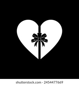 Heart Shape, Love Icon Symbol with Ribbon Silhouette, Simple and Flat Style, can use for Logo Gram, Art Illustration, Decoration, Ornate, Apps, Pictogram, Valentine's Day, or Graphic Design Element