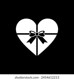 Heart Shape, Love Icon Symbol with Ribbon Silhouette, Simple and Flat Style, can use for Logo Gram, Art Illustration, Decoration, Ornate, Apps, Pictogram, Valentine's Day, or Graphic Design Element