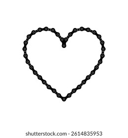 Heart Shape, Love Icon Symbol, Composed by Silhouette of the Chain of the Motor, Motorcycle, Bike, Bicycle or Machine, can use for Logo Type, Apps, Website, Art Illustration or Graphic Design Element