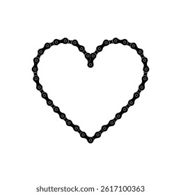 Heart Shape, Love Icon Symbol, Composed by Silhouette of the Chain of the Motor, Motorcycle, Bike, Bicycle or Machine, can use for Logo Type, Apps, Website, Art Illustration or Graphic Design Element