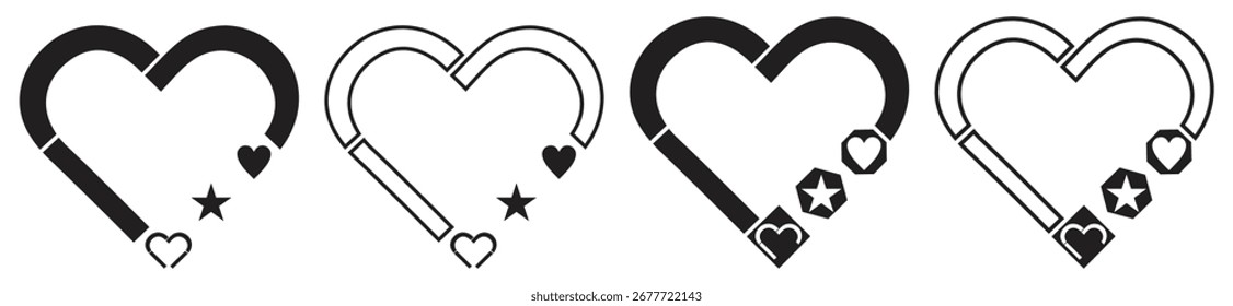 Ilustración vectorial de icono de amor en forma de corazón.