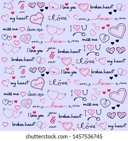 Heart shape and love lettering background