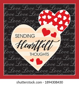 Heart shape and love lettering for valentine or wedding greeting card