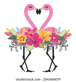 Heart Shape Lovely Floral Flamingo 