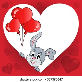 Heart shape with lurking bunny theme 2 - eps10 vector illustration.