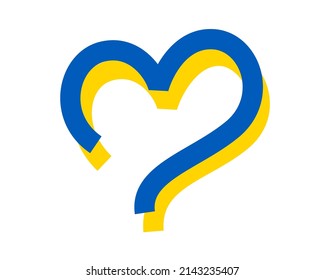 Forma cardíaca hecha con cinta ucraniana. Apoyo al concepto de ucranianos. Ayuda para los ucranianos. Ilustración del vector