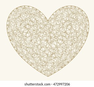 Heart Shape Made by Winding Strings, Bounded by a Border.