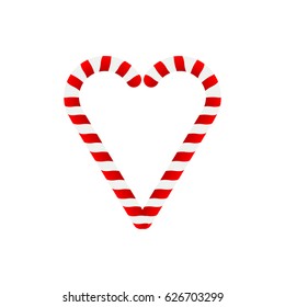 Heart shape made of candy canes, vector design