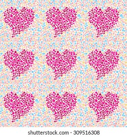Heart shape made of circles, inspired by colour blind tests
