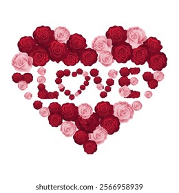 Heart shape made of flowers. Valentine's day. Color palette. Love fashion
