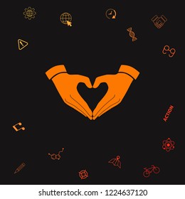 Heart shape made with hands. Graphic elements for your design
