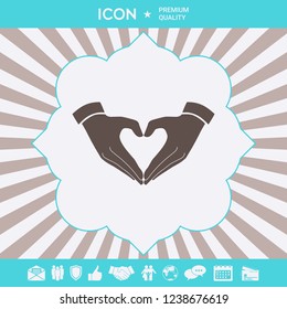 Heart shape made with hands. Graphic elements for your design