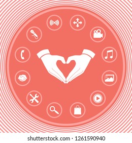 Heart shape made with hands. Graphic elements for your design
