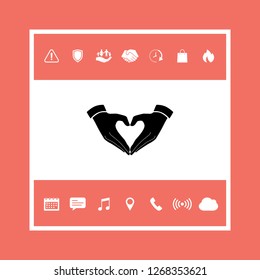 Heart shape made with hands. Graphic elements for your design