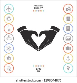 Heart shape made with hands. Graphic elements for your design