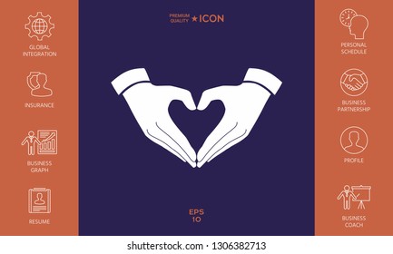 Heart shape made with hands. Graphic elements for your design