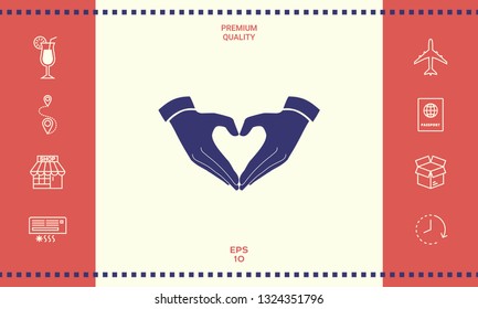 Heart shape made with hands. Graphic elements for your design