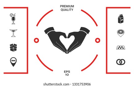 Heart shape made with hands. Graphic elements for your design