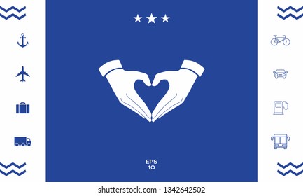 Heart shape made with hands. Graphic elements for your design