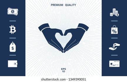 Heart shape made with hands. Graphic elements for your design