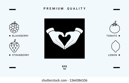 Heart shape made with hands. Graphic elements for your design