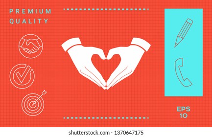 Heart shape made with hands. Graphic elements for your design