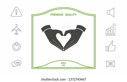 Heart shape made with hands. Graphic elements for your design