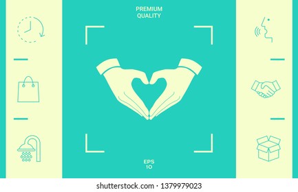 Heart shape made with hands. Graphic elements for your design