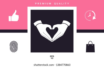 Heart shape made with hands. Graphic elements for your design