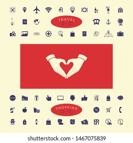 Heart shape made with hands. Graphic elements for your design