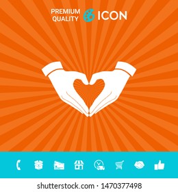 Heart shape made with hands. Graphic elements for your design