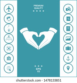 Heart shape made with hands. Graphic elements for your design