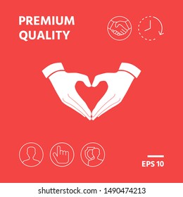 Heart shape made with hands. Graphic elements for your design
