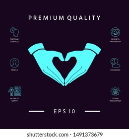 Heart shape made with hands. Graphic elements for your design