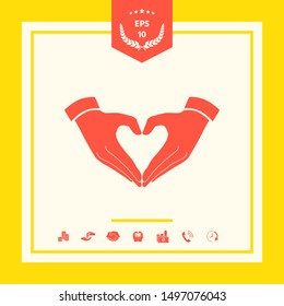 Heart shape made with hands. Graphic elements for your design