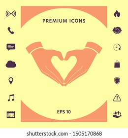 Heart shape made with hands. Graphic elements for your design