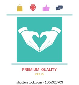 Heart shape made with hands. Graphic elements for your design