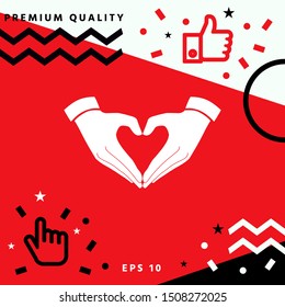 Heart shape made with hands. Graphic elements for your design