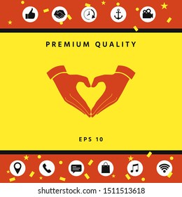 Heart shape made with hands. Graphic elements for your design