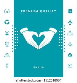 Heart shape made with hands. Graphic elements for your design