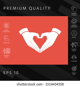 Heart shape made with hands. Graphic elements for your design