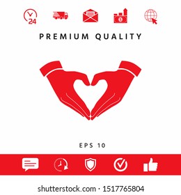 Heart shape made with hands. Graphic elements for your design