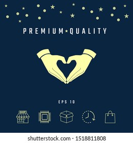 Heart shape made with hands. Graphic elements for your design